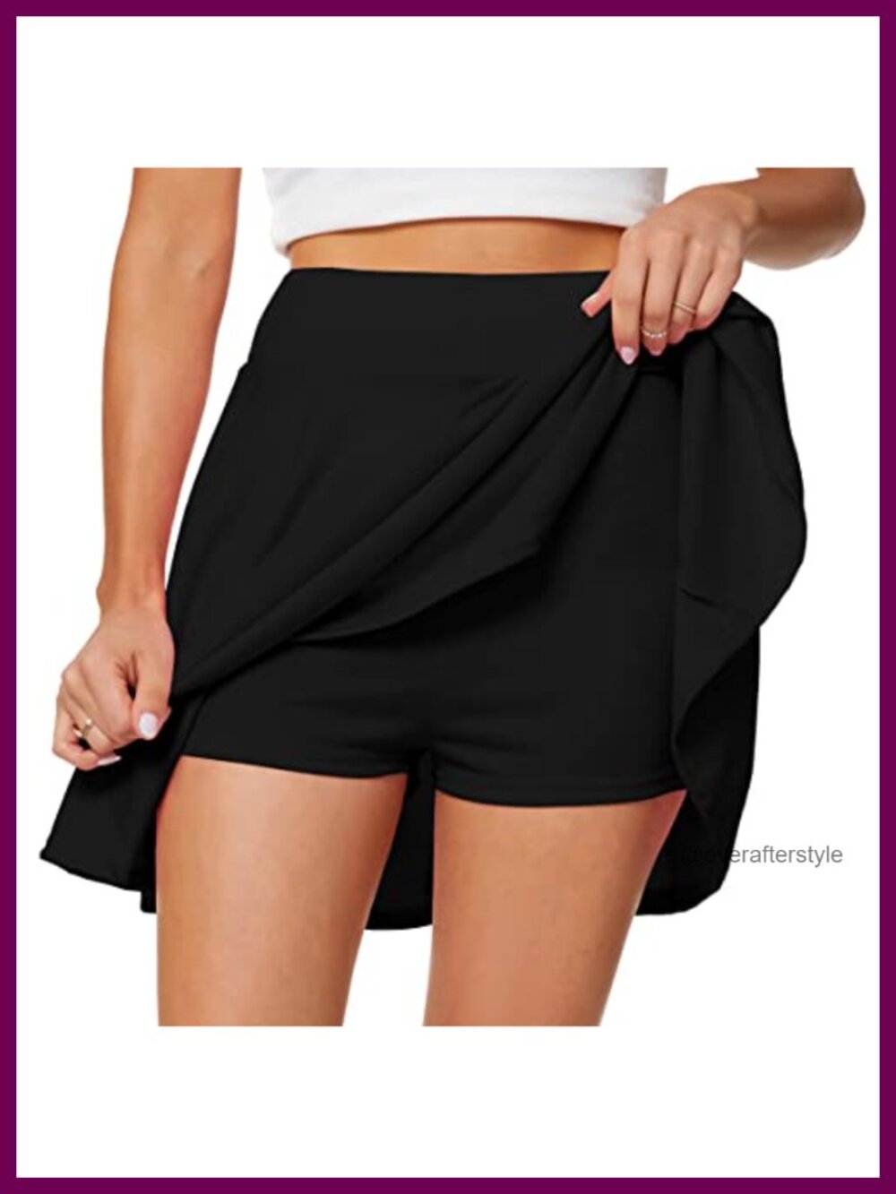 Women's Flared Pleated Mini Skater Skirt with Built-in Shorts High Waist